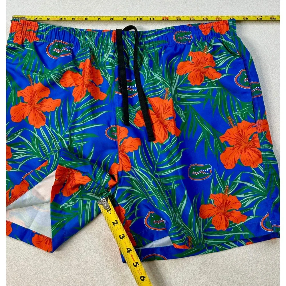 UNIVERSITY of FLORIDA Gators Mens XL Swim Trunks Floral Tropical Blue Orange NWT
